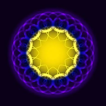 Circle of twisted violet, yellow elements Stock Illustration