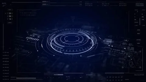 Circle UI HUD technological infographic elements.HUD 2GFX Technology Sci Fi.Blue Stock Illustration