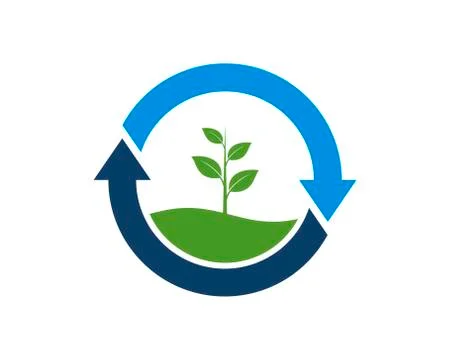 Circle upside down arrow with nature tree inside Stock Illustration