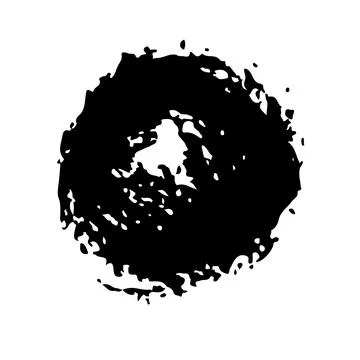 Circle Vector Abstract Round Grunge Brush Hand Drawn Texture in Black Color Stock Illustration