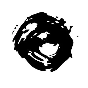 Circle Vector Abstract Round Grunge Brush Hand Drawn Texture in Black Color Illustrazione stock