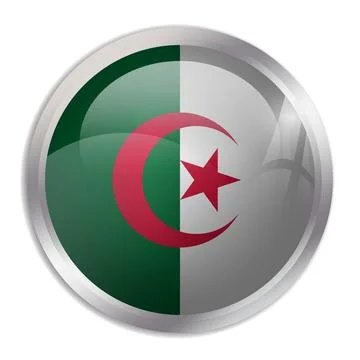 Circle vector flag of Algeria Stock Illustration