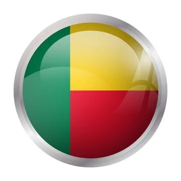 Circle vector flag of Benin Illustrazione stock