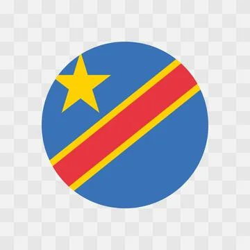 Circle vector flag of Democratic Republic of the Congo Stock Illustration