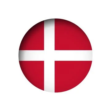 Circle vector flag of Denmark Stock Illustration