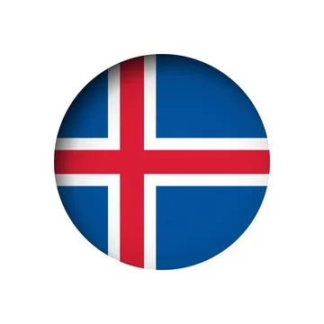Circle vector flag of Iceland Stock Illustration
