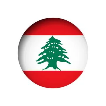 Circle vector flag of Lebanon Stock Illustration
