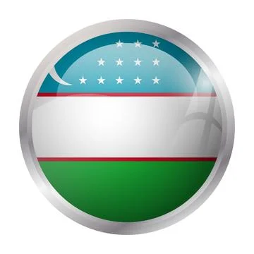 Circle vector flag of Uzbekistan Stock Illustration
