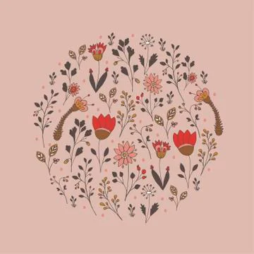 Circle vector floral pattern Stock Illustration