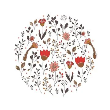 Circle vector floral pattern Stock Illustration