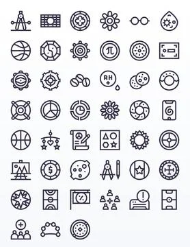 Circle Vector Icon Collection featuring 45 Grid Fitted Retina Ready Bold Li.. Illustrazione stock