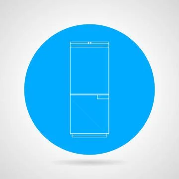 Circle vector icon for refrigerator Round blue vector icon with white outl... Stock Photos