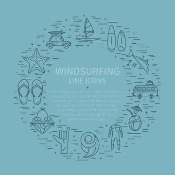 Circle vector icons windsurfing Stock Illustration