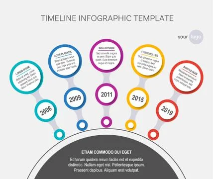 Circle vector timeline template of company history 스톡 일러스트