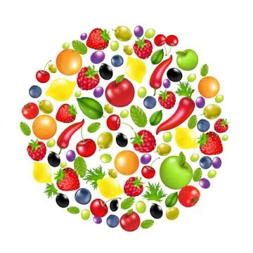 Circle from vegetables and fruit Stock Illustration
