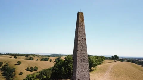 Circle view of topographical pyramid on the highest altitude of Zagajica Hill Stock Footage 140809931