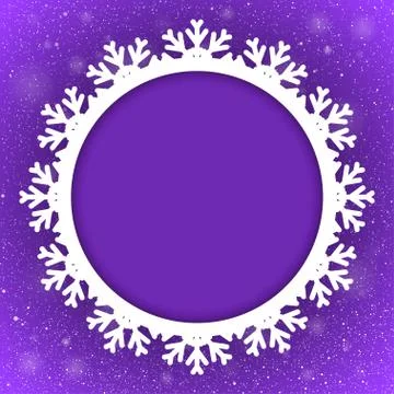Circle Violet Background New Year Snow Snowflake. Stock Illustration