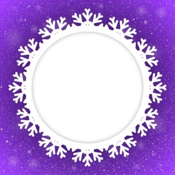 Circle Violet Background New Year Snow Snowflake. Stock Illustration