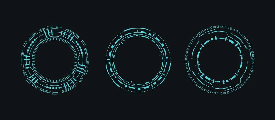 Circle virtual reality drone robot aim interface. Illustrazione stock