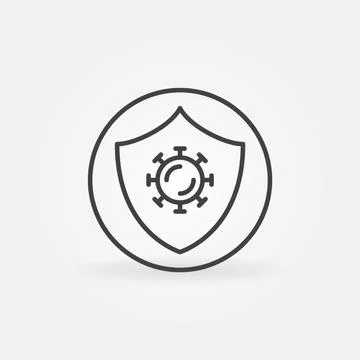 Circle with Virus and Shield outline vector concept icon イラスト素材