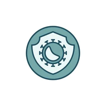 Circle with Virus and Shield vector colored icon イラスト素材