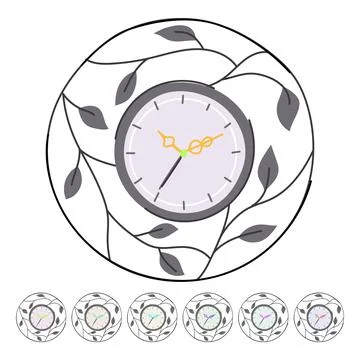 Circle wall clock vector cartoon graphic Stock Illustration