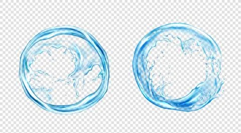 Circle water splash, liquid aqua frame round shape Stock Illustration