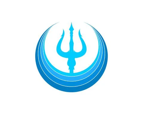 Circle wave with trident in the middle イラスト素材