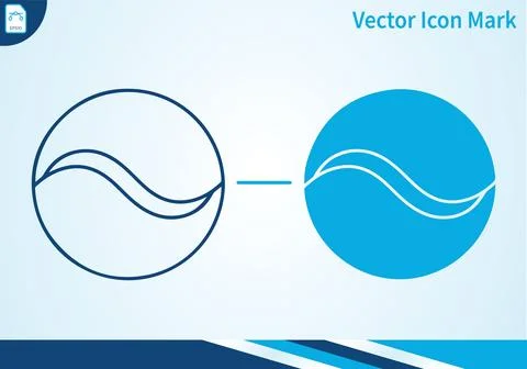 Circle wave vector icon mark with filled and outline styles. Stock Illustration