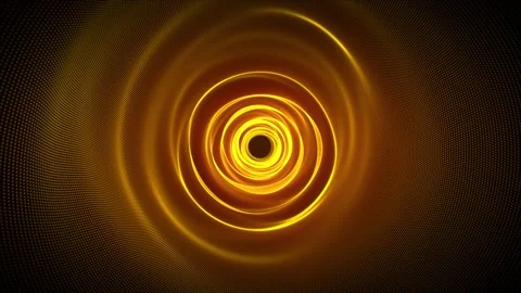 Circle waves background with golden energy flow in a shape of liquid tunnel Stock Footage 284236560