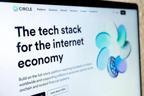 Circle website displaying the tech stack Fotos de archivo