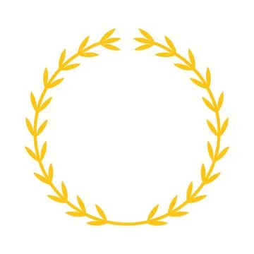 Circle Wheat Frame Yellow Decorative Floral Icon Isolated Vector Stock Illustration