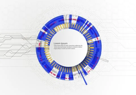 Circle white Abstract technology background with various technology elements  Illustrazione stock