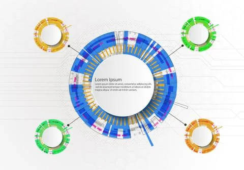Circle white Abstract technology background with various technology elements  Stock Illustration