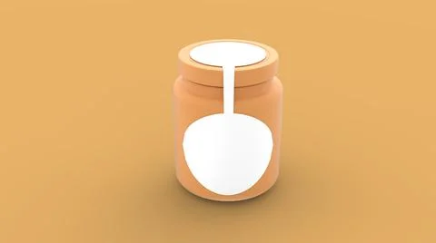 Circle white blank label premium plastic container template isolated on light Illustrazione stock