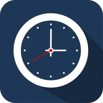 Circle white clock  flat style. Stock Illustration