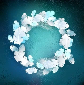 Circle of white feathers Stock Illustration