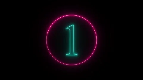 A circle with a white neon number and the text in the middle 1 of it displa.. Stock Footage 327756629