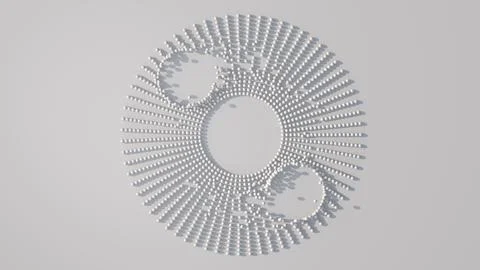 Circle with white particles. Abstract monochrome illustration, 3d render. Stock Illustration
