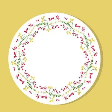 Circle wildflower wreath. botanical frame featuring summer field flowers an.. Stock Illustration