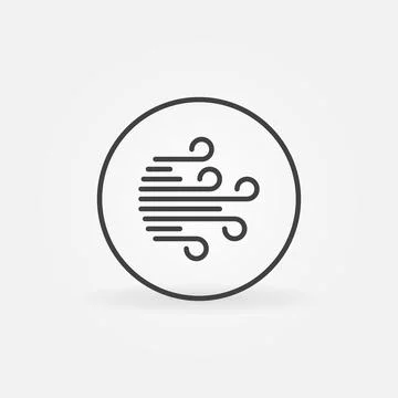 Circle with Wind sign vector concept line icon Stock Illustration
