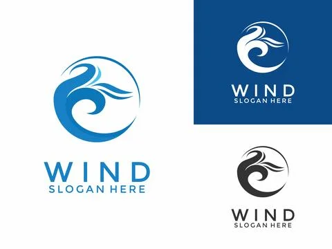 Circle Wind symbol logo design. Abstract Wind logo vector イラスト素材