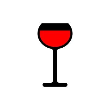 Circle wine glasses vector icon with red wine. Wineglasses icon with round shape Stock Illustration