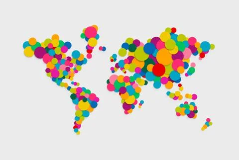 Circle world map modern color concept illustration Illustrazione stock