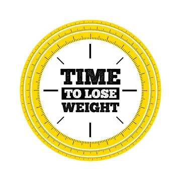 A circle of a yellow measuring centimeter tape in the form of a clock and an Stock Illustration