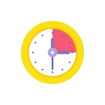 Circle yellow watch clock with red deadline sector vector illustration. Rou.. Stock Illustration