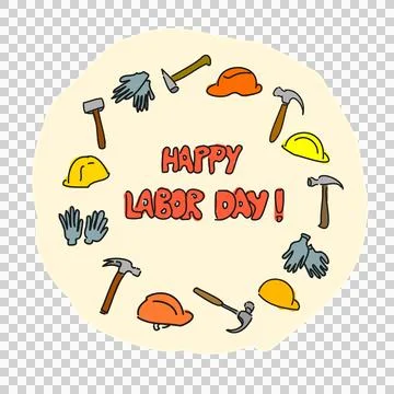 CircleLaborDayWorkGlovesHammerHelmet Stock Illustration