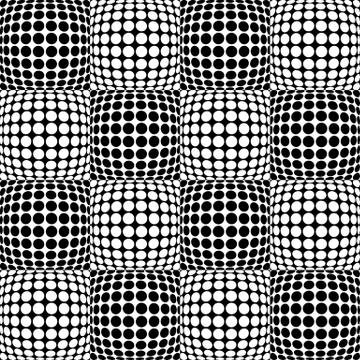 Circles with 3d convex, bulging distortion effect. Abstract monochrome backgr Stock Illustration
