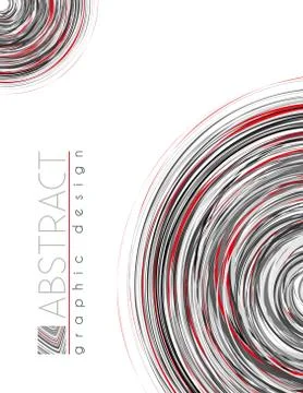Circles. Abstract template with black, red and gray thin strips Stock Illustration