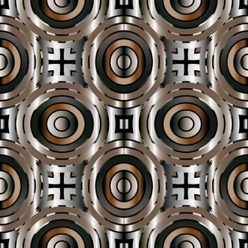 Circles abstract vector seamless pattern. Geometric colorful background. Modern Illustrazione stock